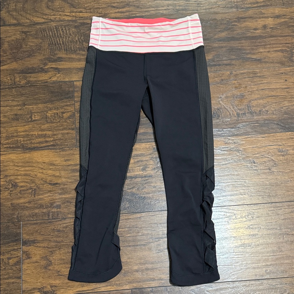 Lululemon Athletica Black Capris with Pink Waistband